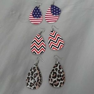3 faux leather earrings